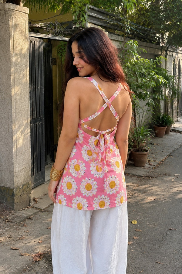 Daisy Cross Tie Back Kurti