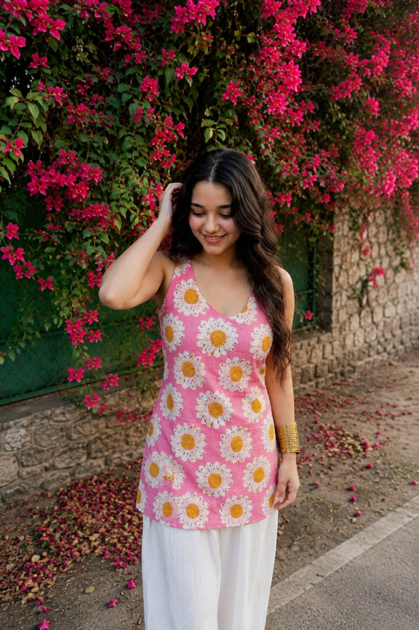 Daisy Cross Tie Back Kurti