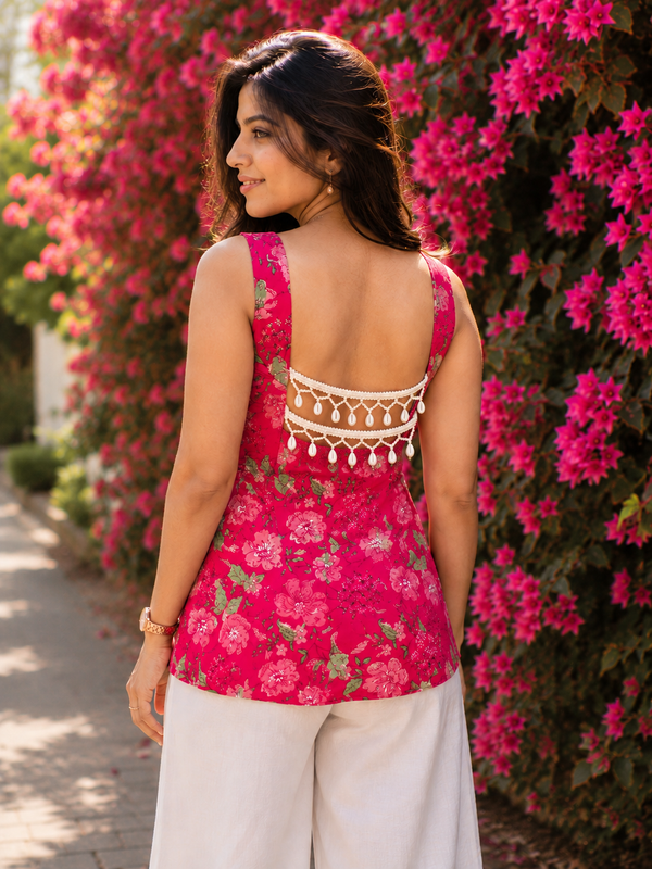 Gulabo Fuchsia Floral Sweetheart Kurti