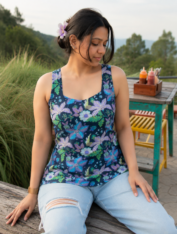 Mira Backless Indigo Floral Kurti