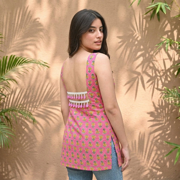 Phool Backless Double Laced Kurti